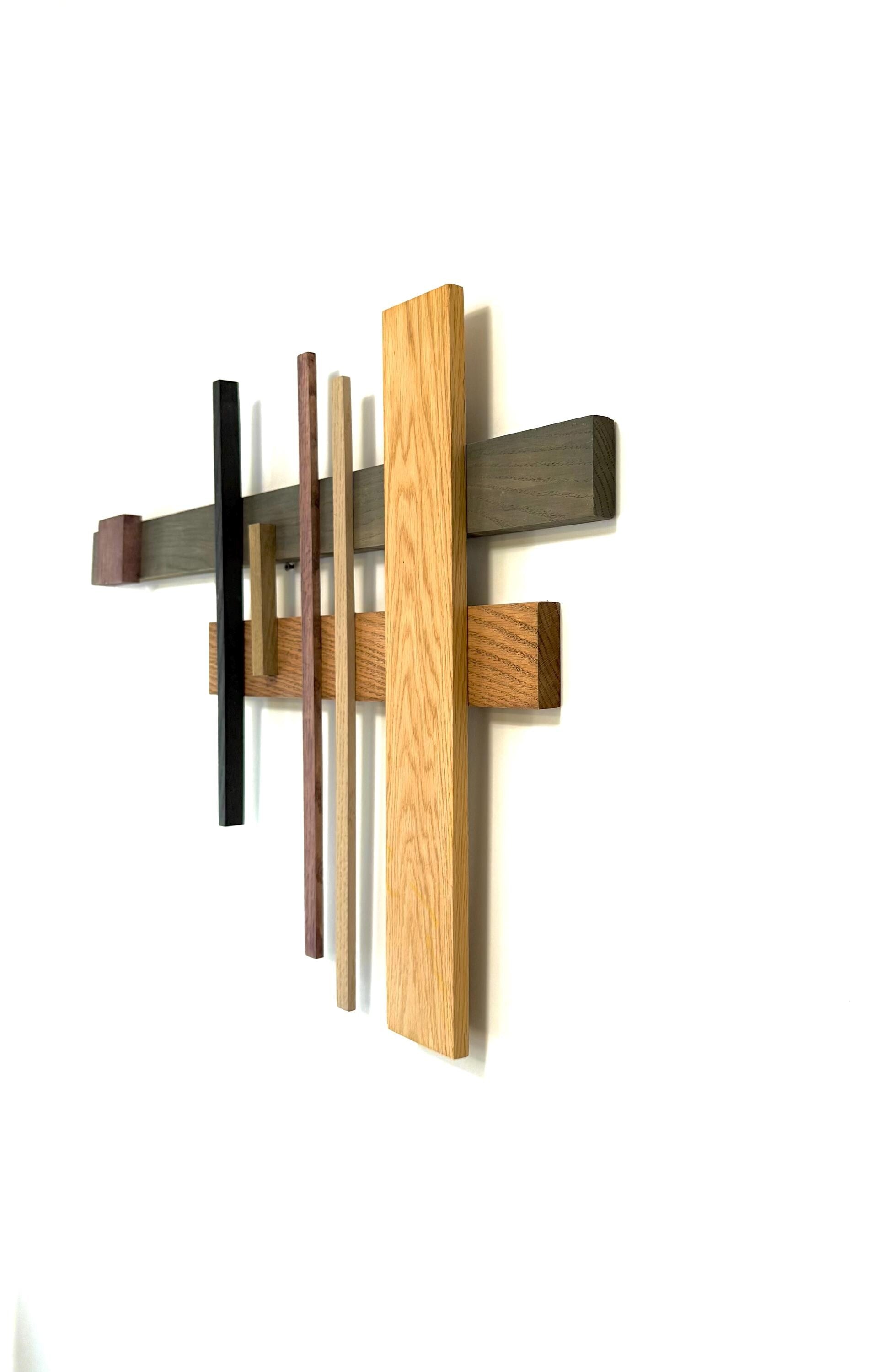 Handmade Art Deco Minimalist Wood and Hand Painted Wall Art