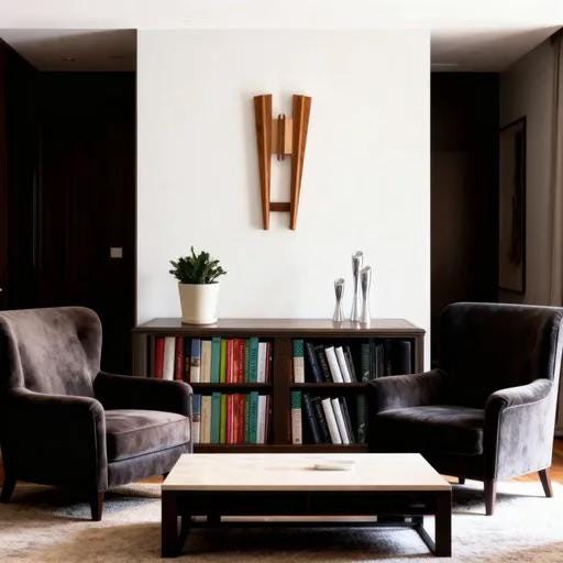 Handmade Art Deco Minimalist Wood and Hand Painted Wall Art