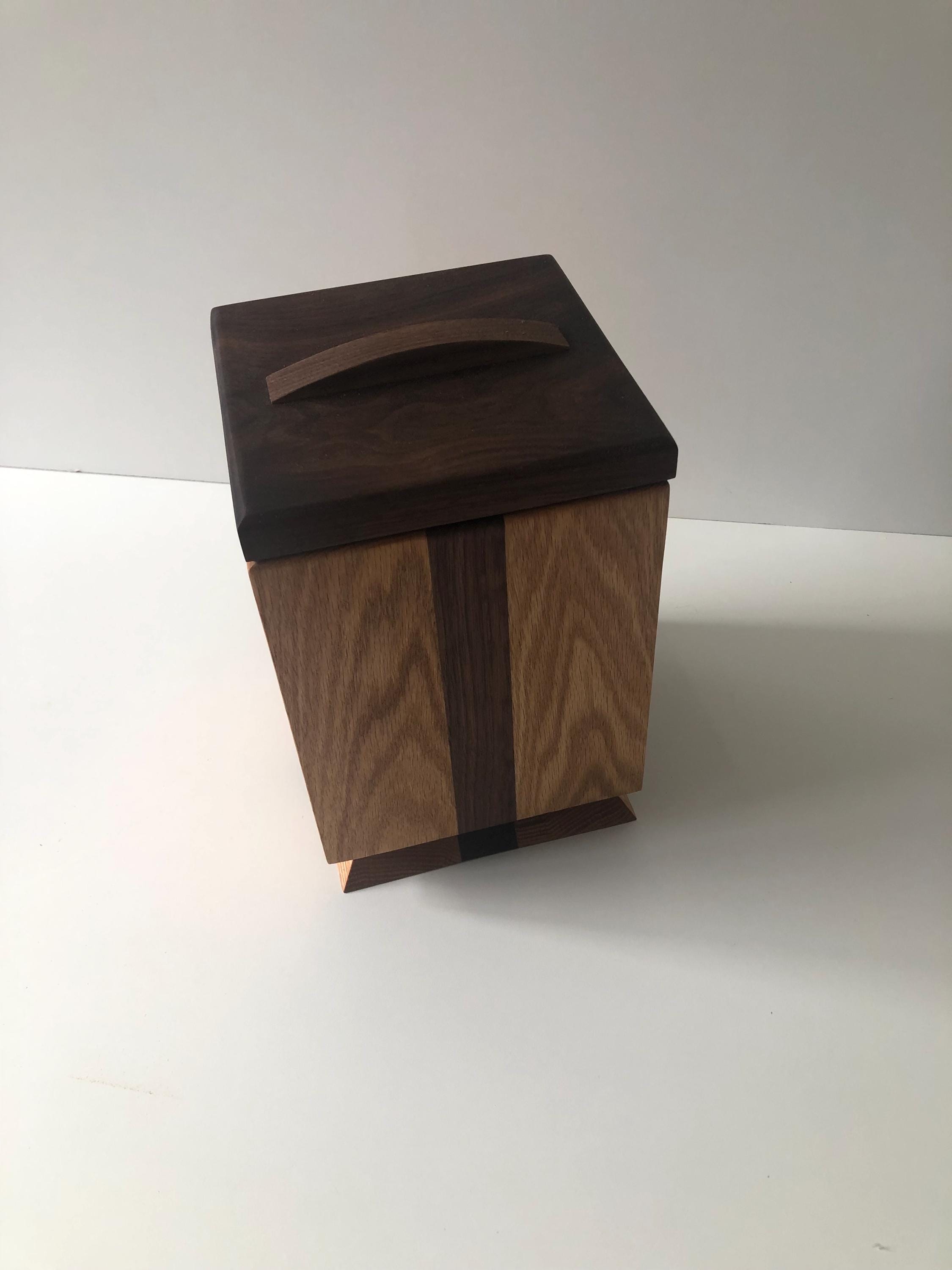 Handcrafted memorial urns, wood oak and walnut