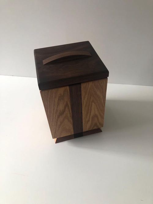 Handcrafted memorial urns, wood oak and walnut