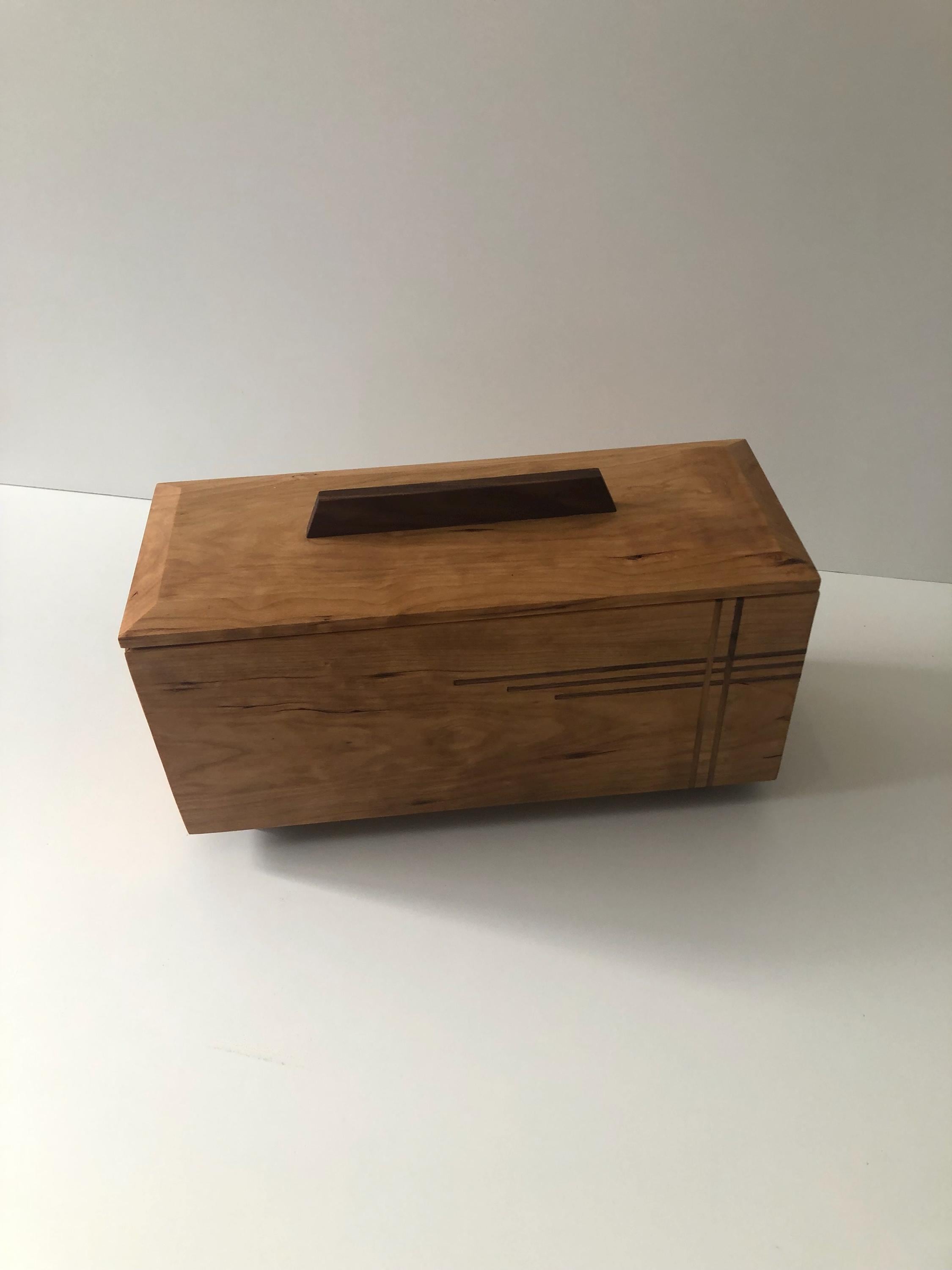 Handcrafted memorial urn, wood, cherry and walnut