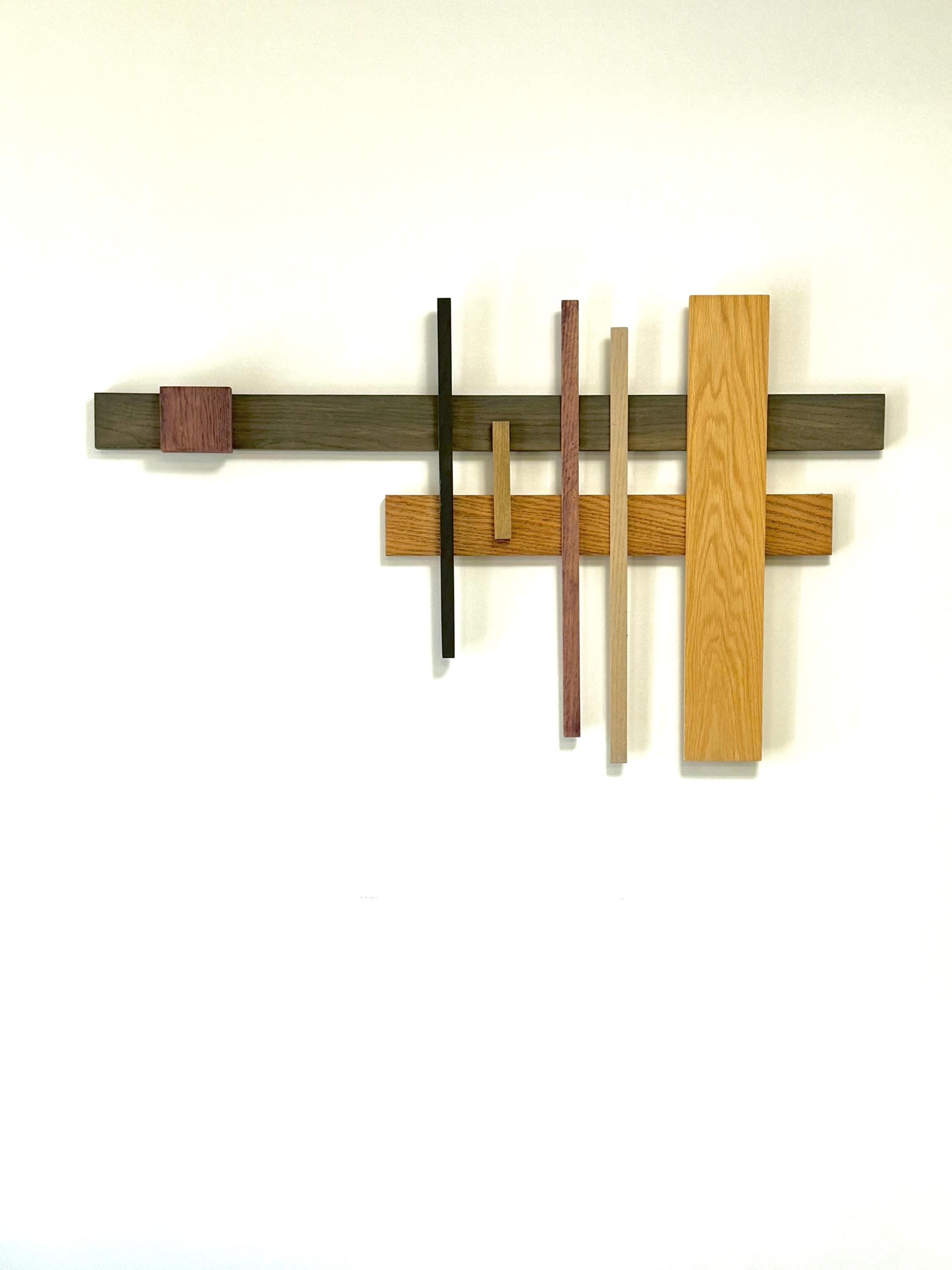 Handmade Art Deco Minimalist Wood and Hand Painted Wall Art