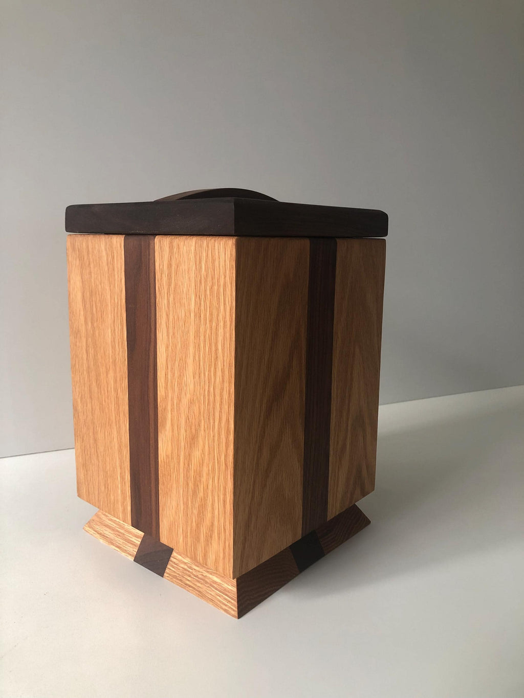 Handcrafted memorial urns, wood oak and walnut