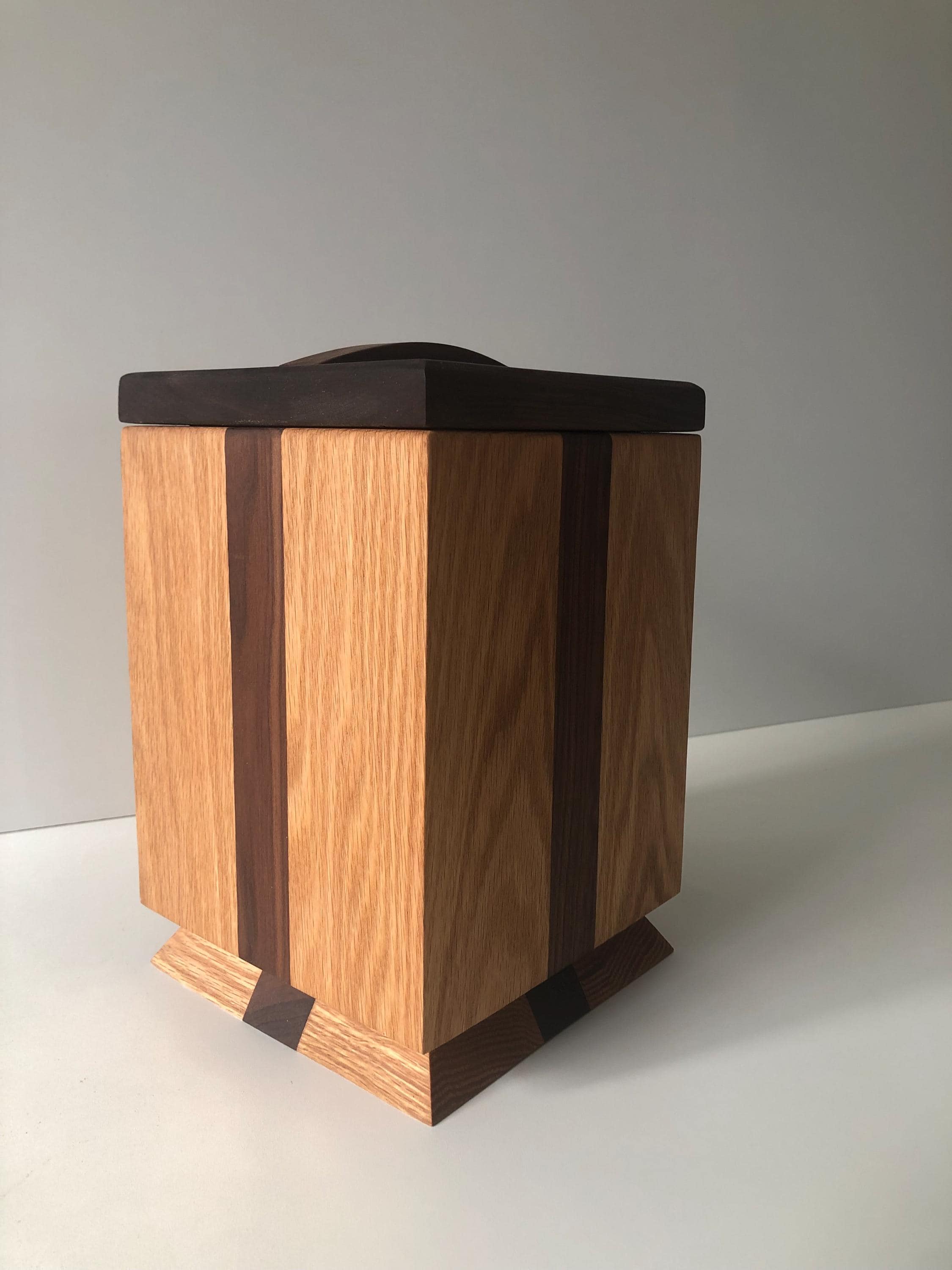 Handcrafted memorial urns, wood oak and walnut