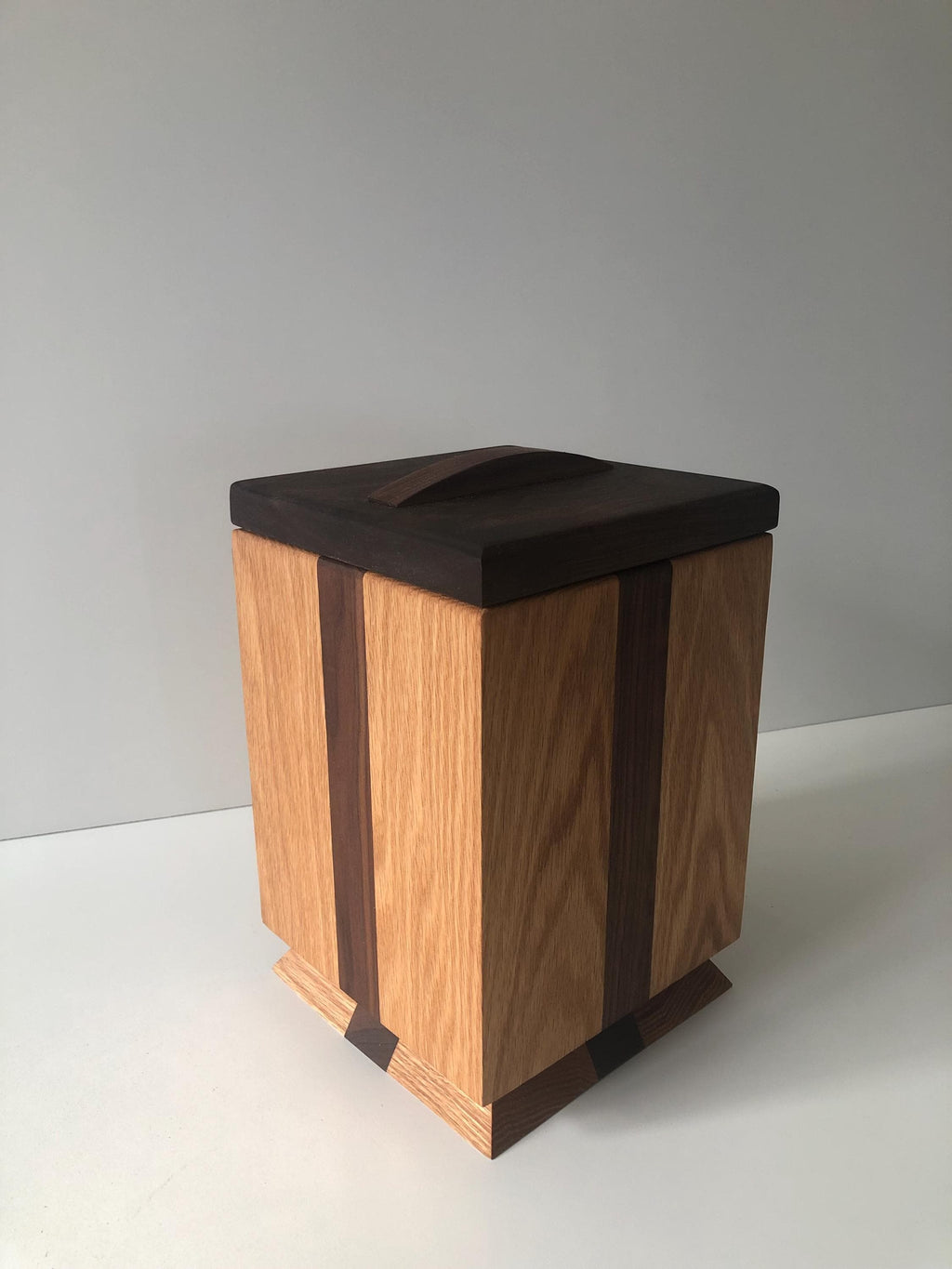 Handcrafted memorial urns, wood oak and walnut