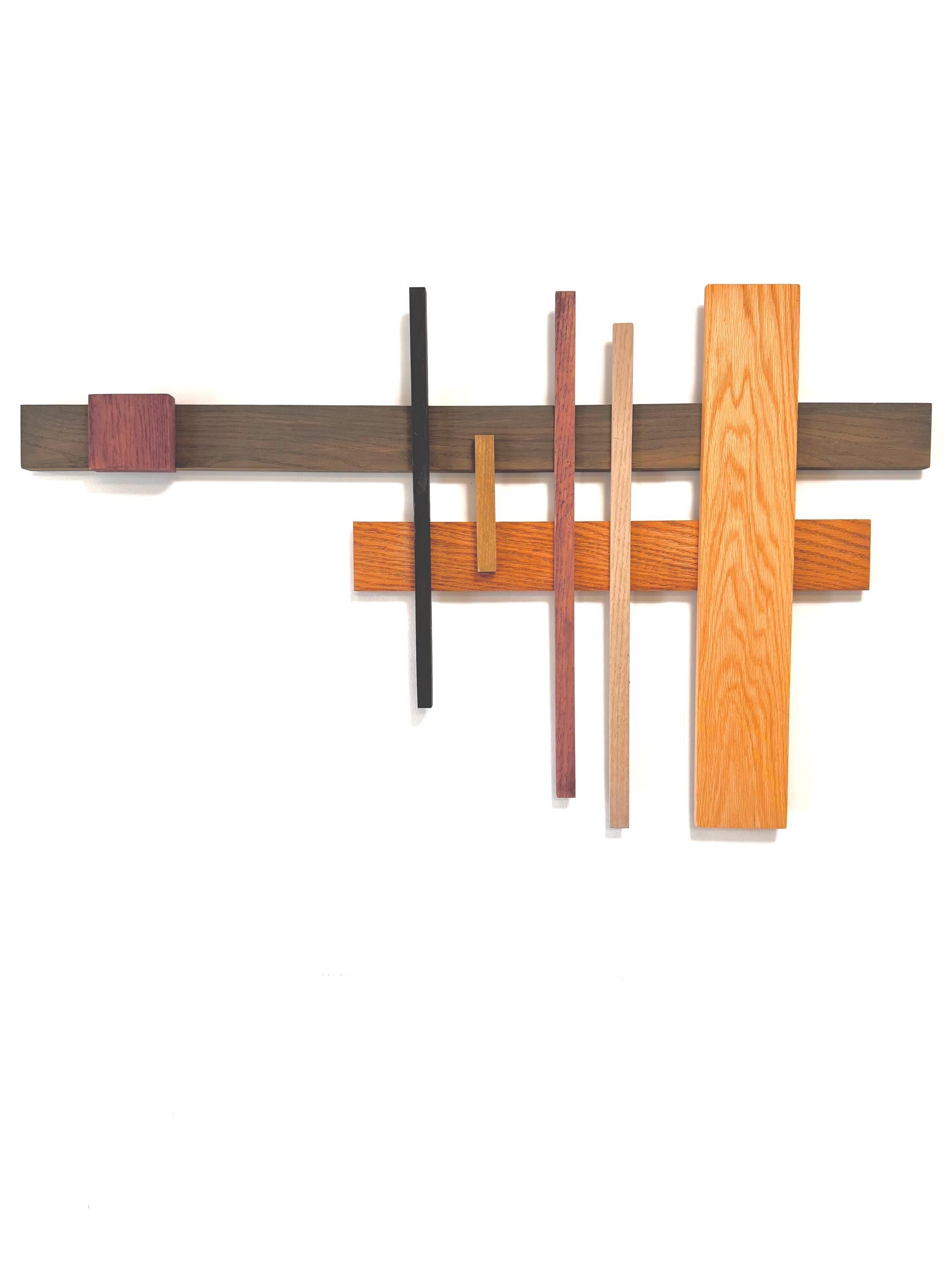 Handmade Art Deco Minimalist Wood and Hand Painted Wall Art