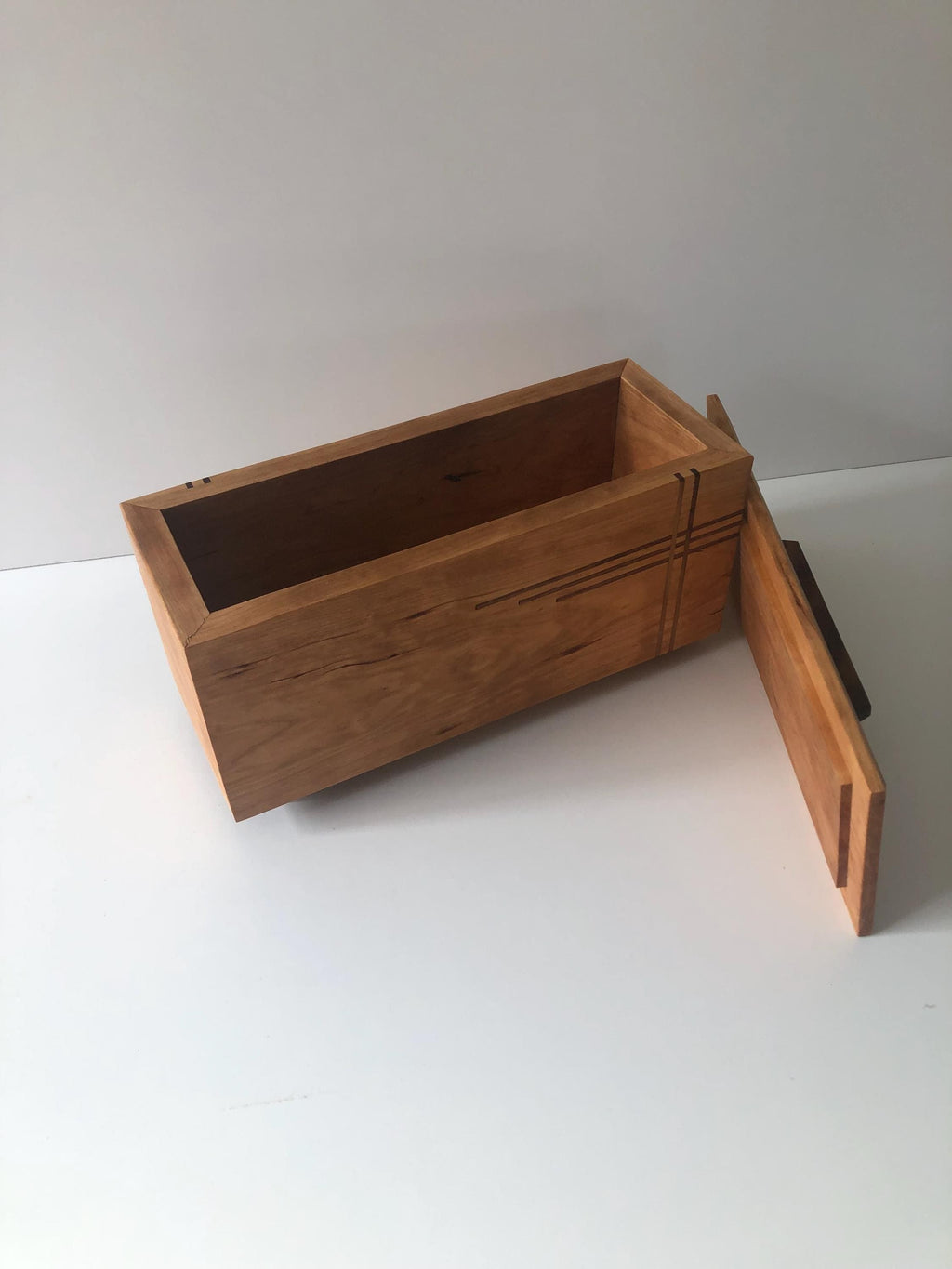 Handcrafted memorial urn, wood, cherry and walnut