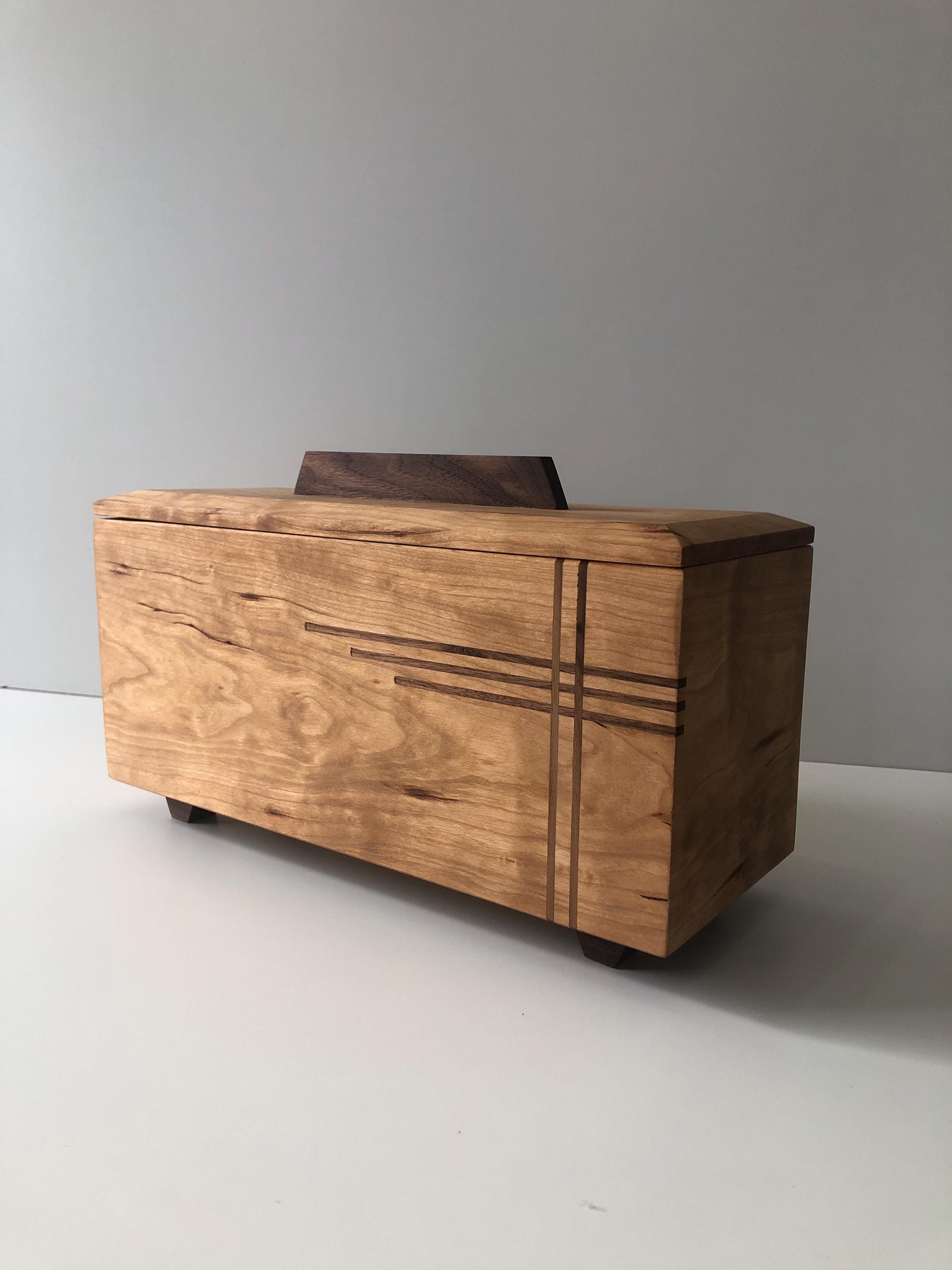 Handcrafted memorial urn, wood, cherry and walnut
