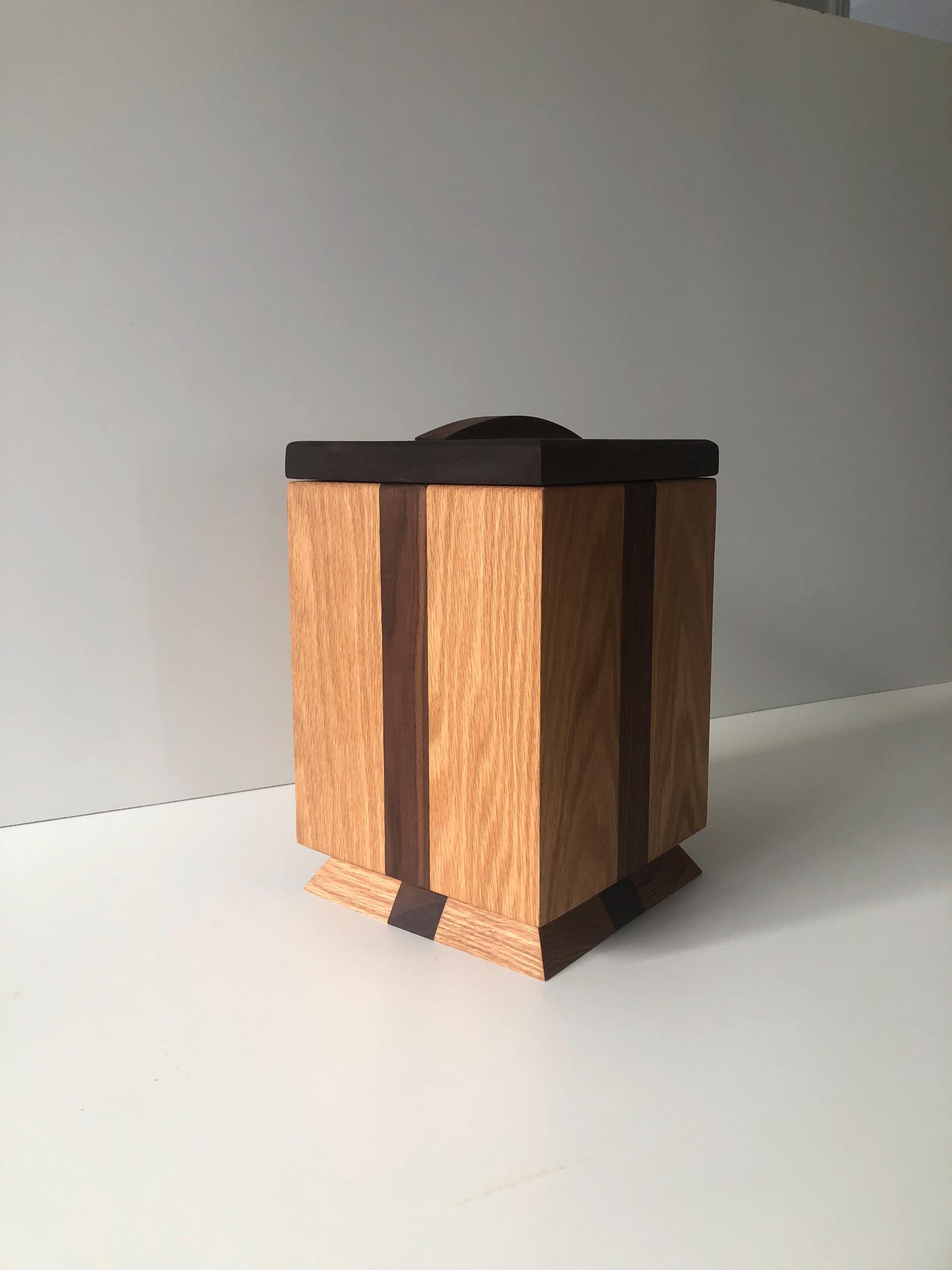 Handcrafted memorial urns, wood oak and walnut
